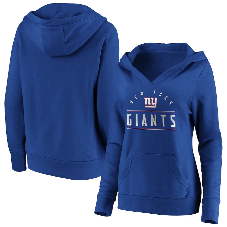 Women New York Giants Fanatics Branded Royal Iconic League Leader V-Neck Pullover Hoodie->women nfl jersey->Women Jersey